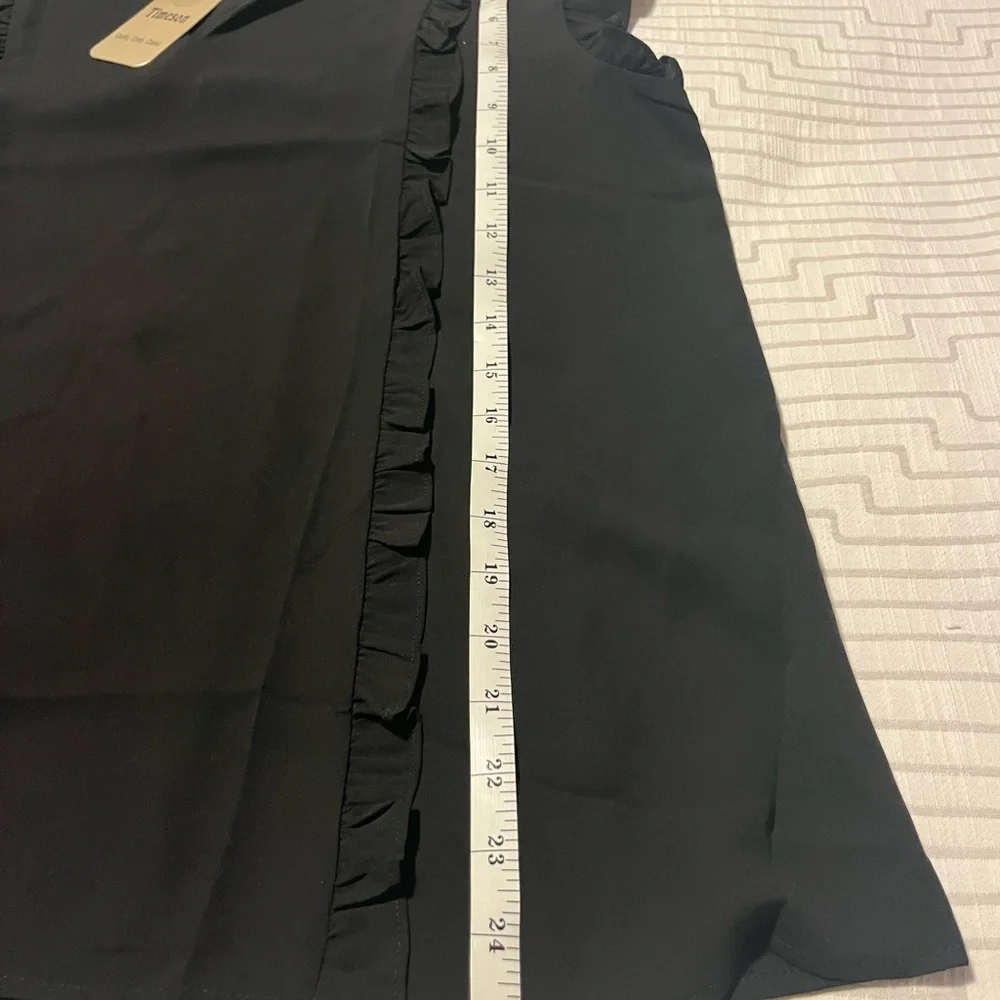 Timeson Black Ruffle-Trim Sleeveless Blouse - Picture 5 of 5